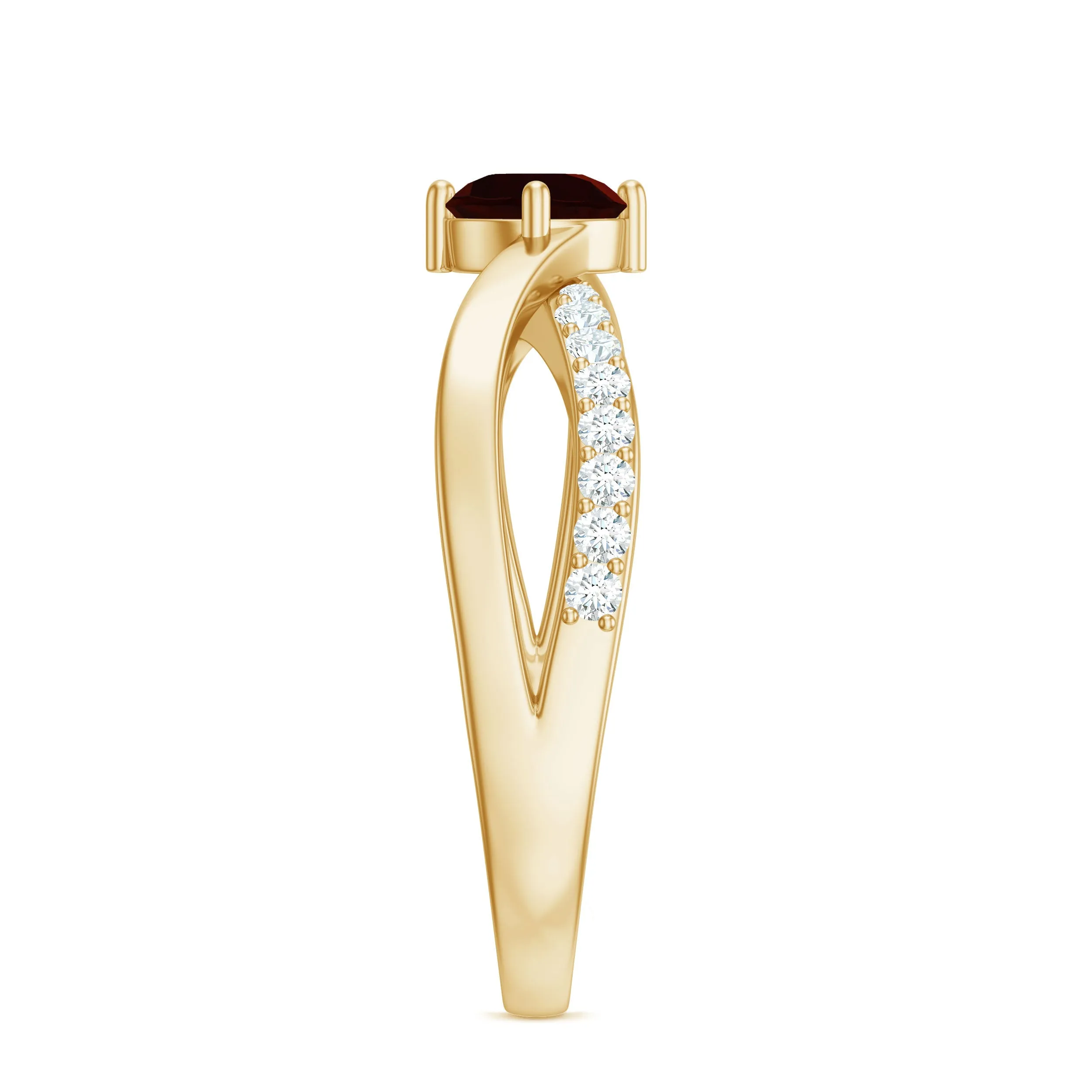 0.50 CT Garnet Solitaire and Diamond Infinity Ring