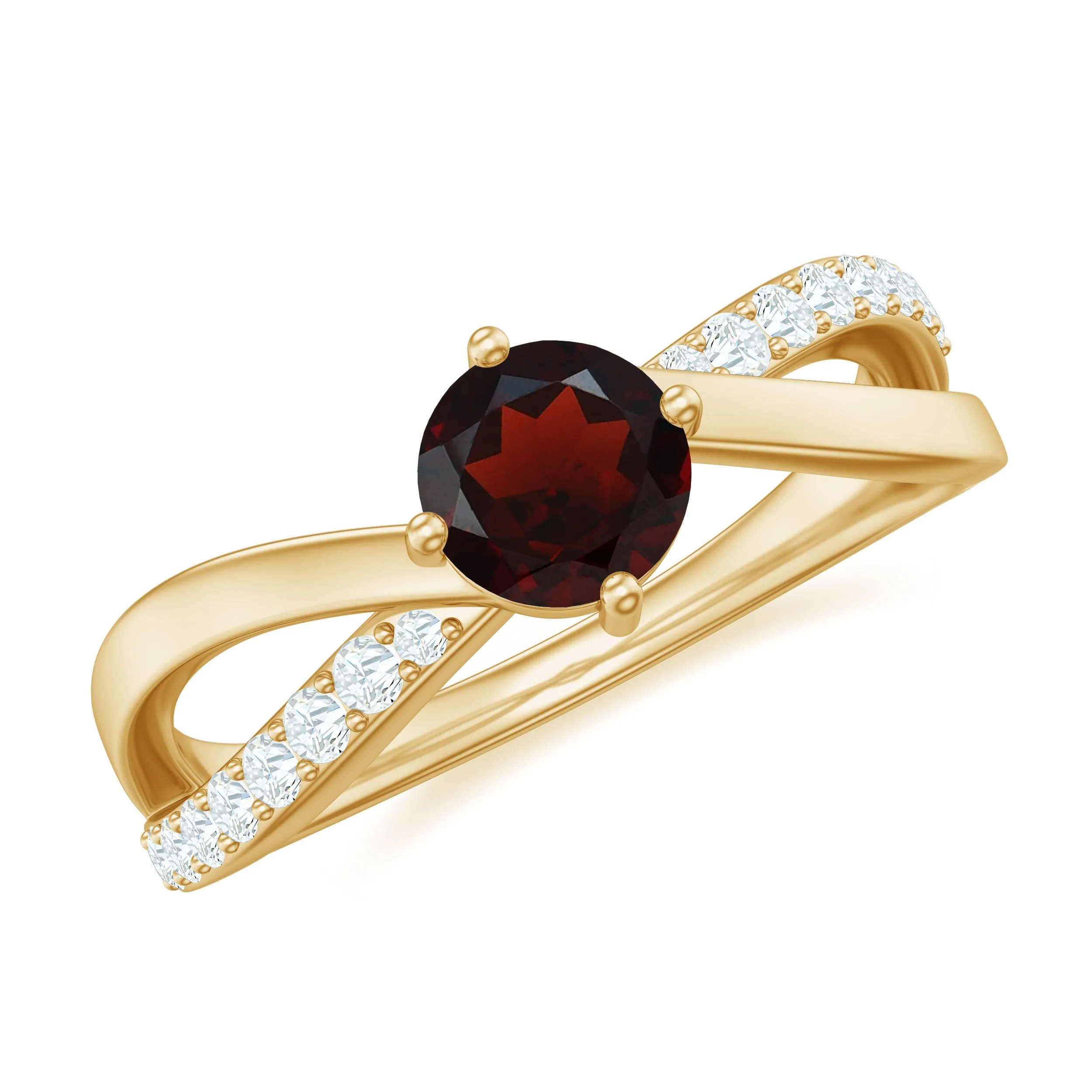0.50 CT Garnet Solitaire and Diamond Infinity Ring