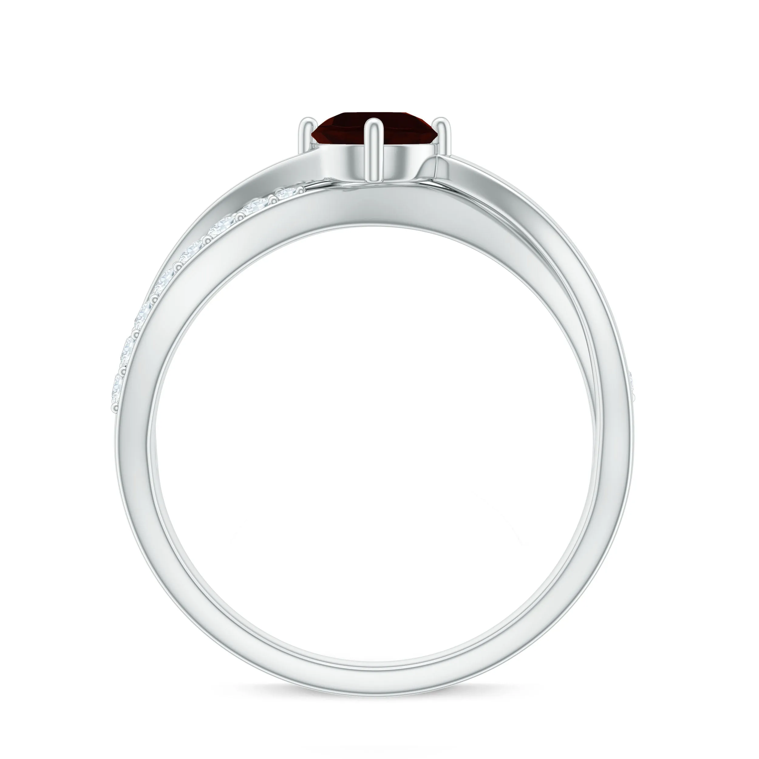 0.50 CT Garnet Solitaire and Diamond Infinity Ring