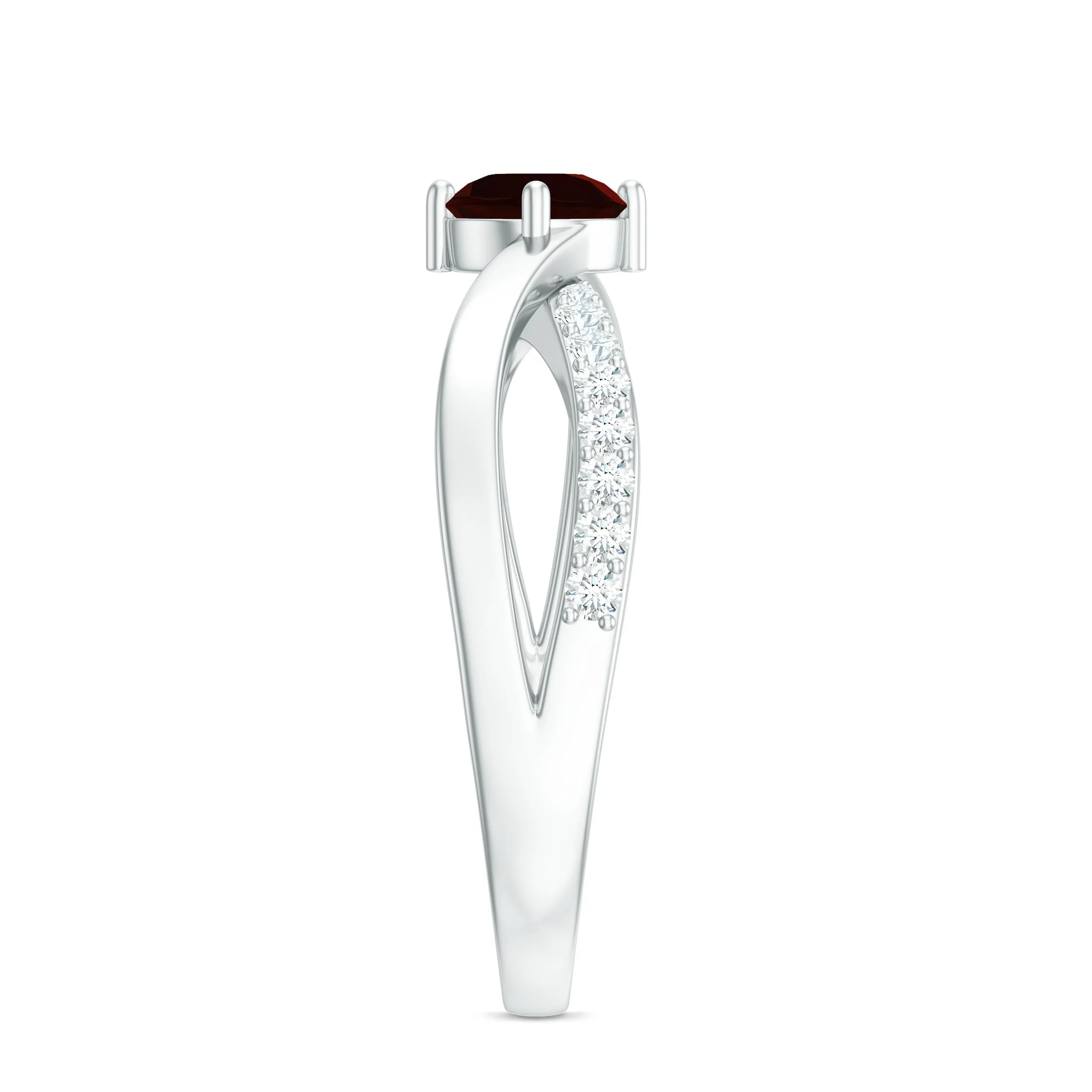 0.50 CT Garnet Solitaire and Diamond Infinity Ring