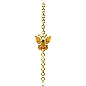 0.6 Carat 14K Solid Yellow Gold Butterfly Bracelet Citrine
