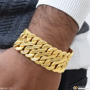1 Gram Gold Plated Line Fashionable Design Pokal Bracelet For Men - Style C723