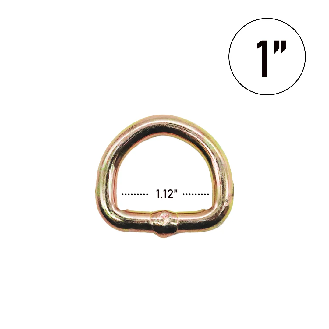 1 Inch Heavy Duty D-Ring - 5500 lbs Breaking Strength, Forged, Heat-Treated, Yellow Chrome, Truck Tie-Down, Towing, Recovery