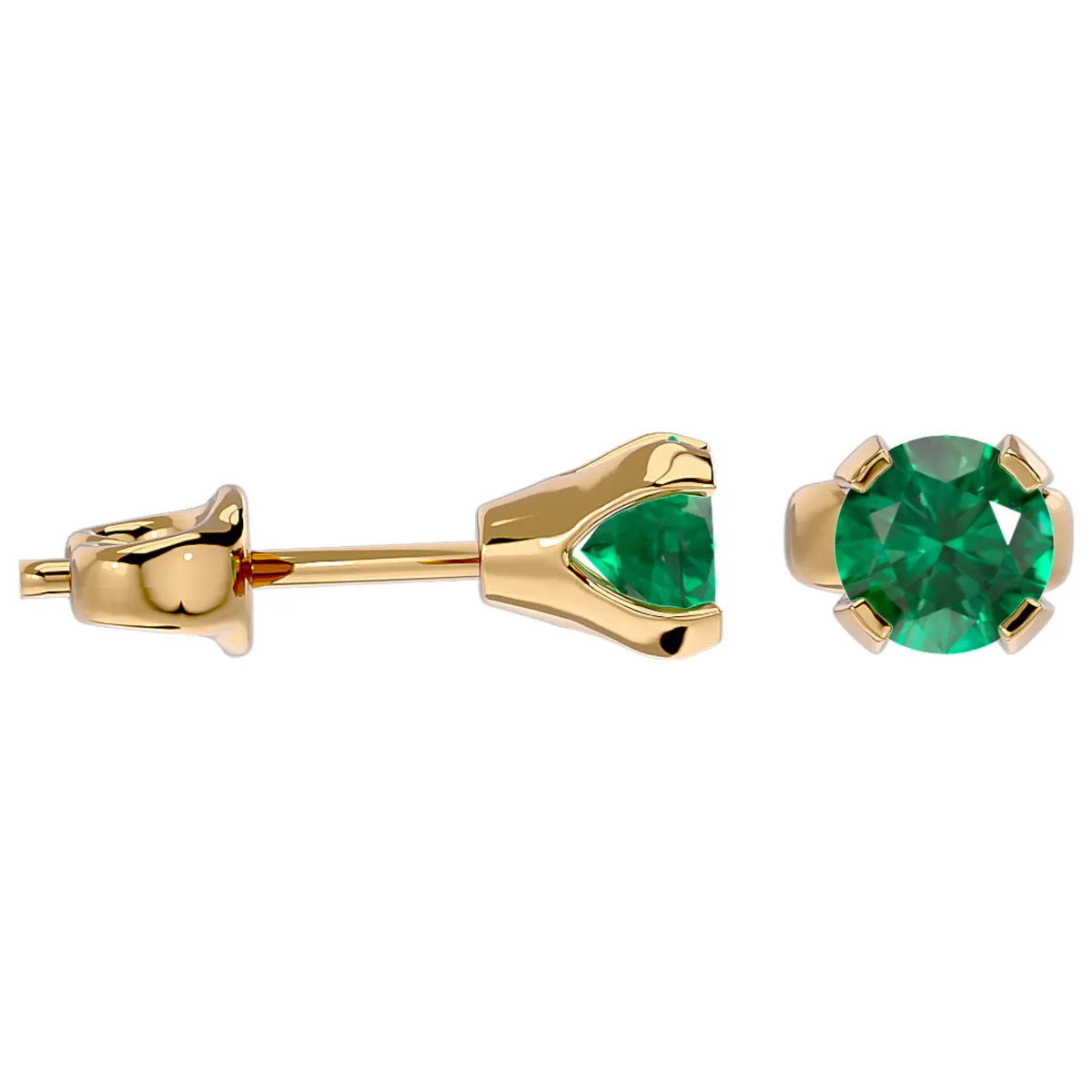 1/2 Carat Emerald Stud Earrings In 14 Karat Yellow Gold Filled