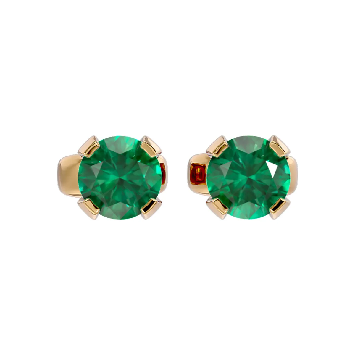1/2 Carat Emerald Stud Earrings In 14 Karat Yellow Gold Filled