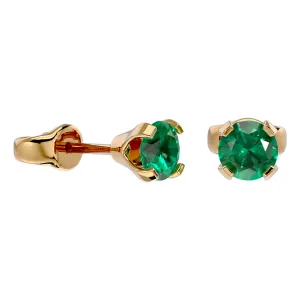 1/2 Carat Emerald Stud Earrings In 14 Karat Yellow Gold Filled