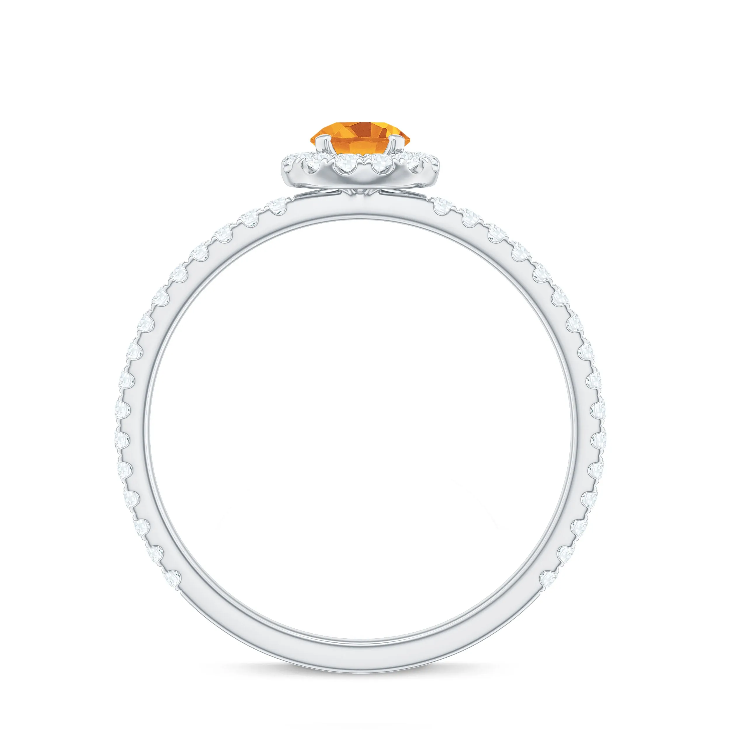 1/2 CT Citrine Solitaire Halo Ring with Diamond