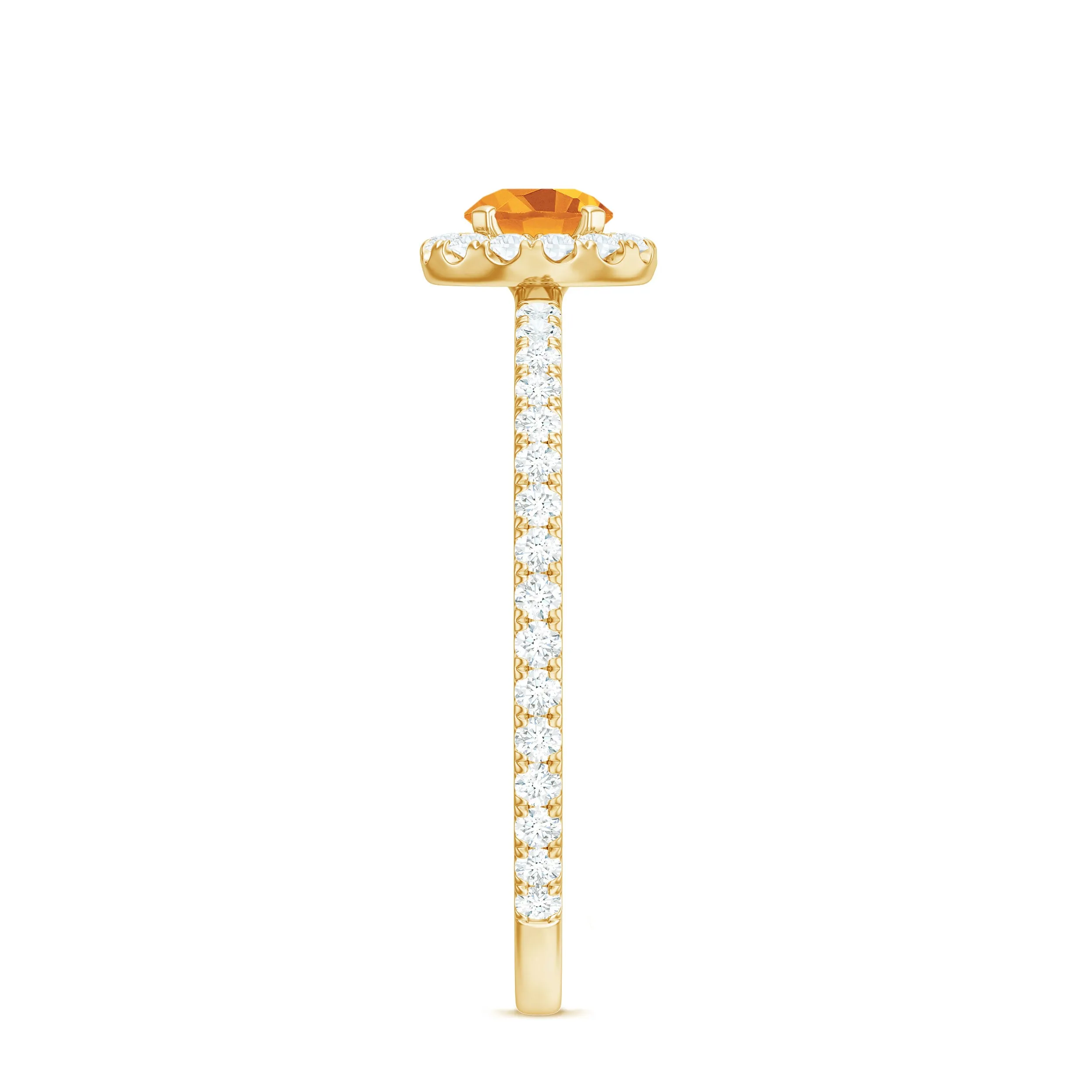 1/2 CT Citrine Solitaire Halo Ring with Diamond