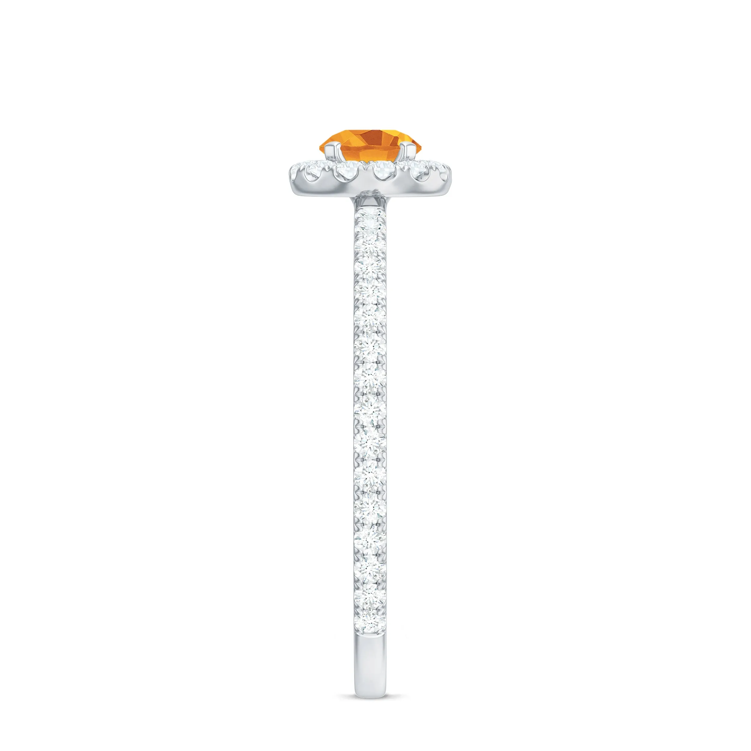 1/2 CT Citrine Solitaire Halo Ring with Diamond