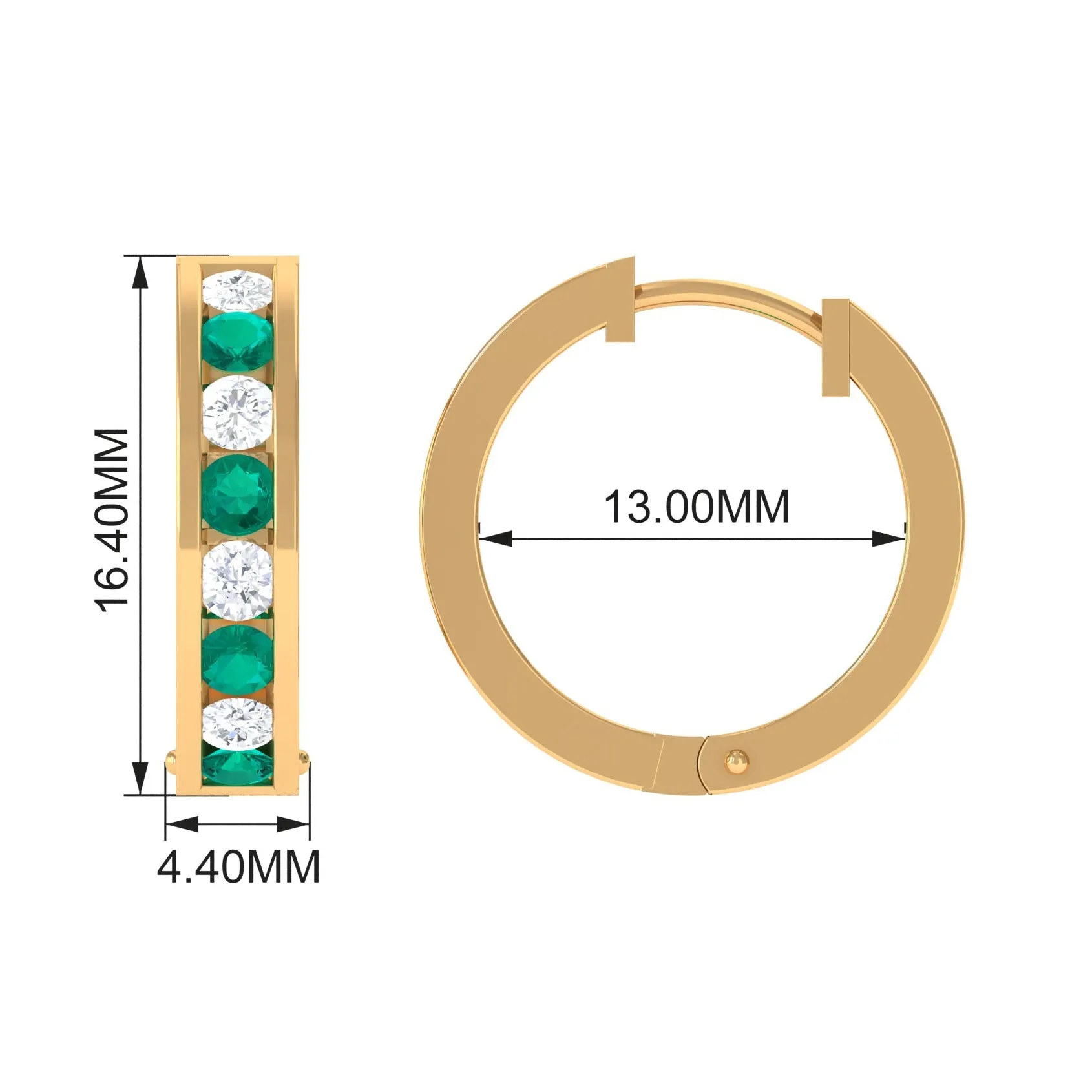 1.25 CT Minimal Emerald and Moissanite Hoop Earrings