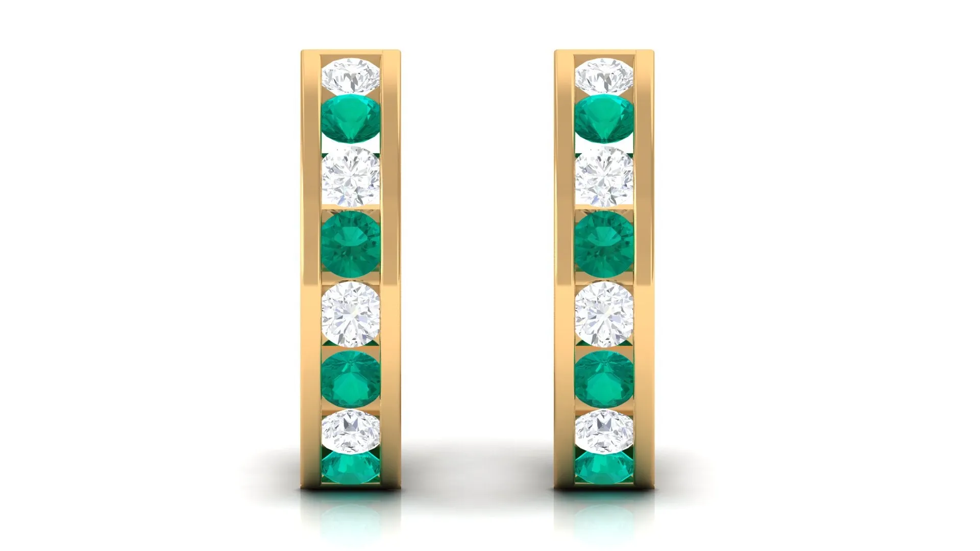 1.25 CT Minimal Emerald and Moissanite Hoop Earrings
