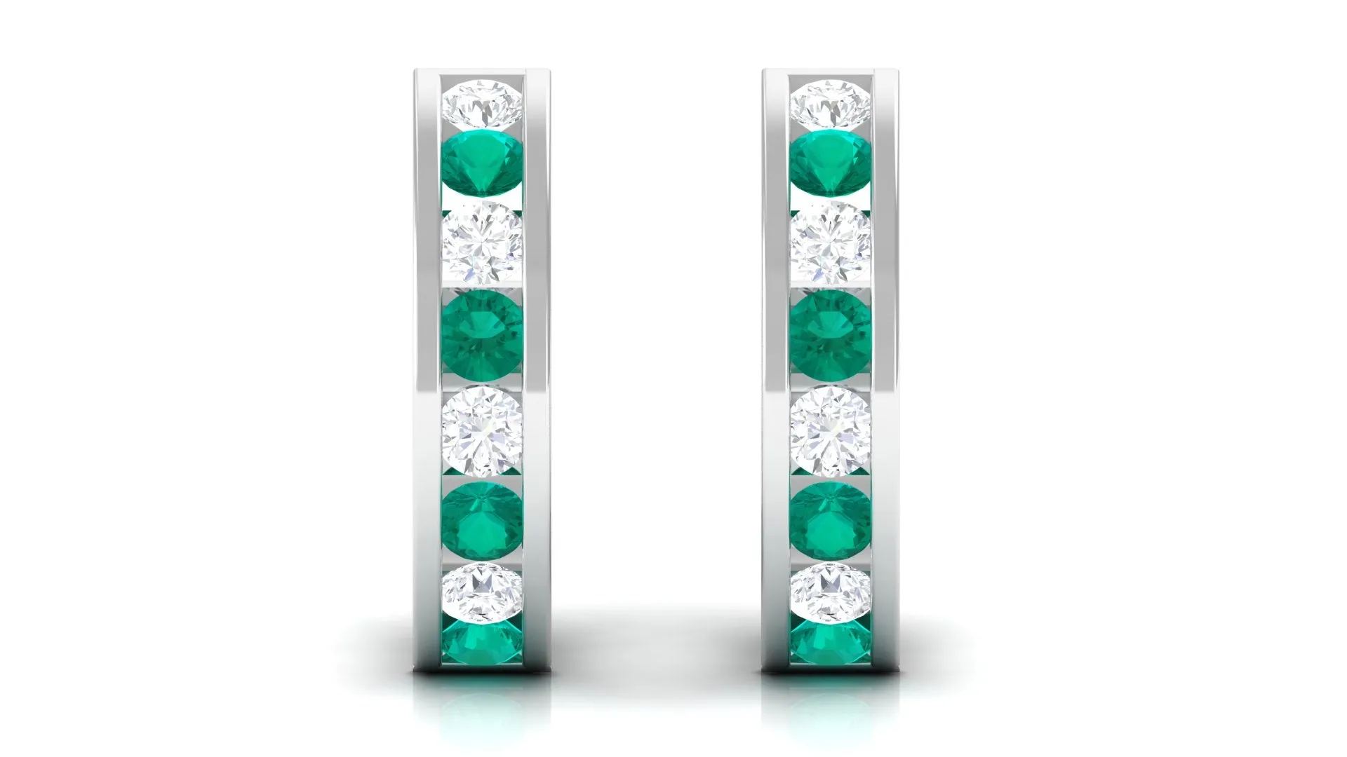 1.25 CT Minimal Emerald and Moissanite Hoop Earrings