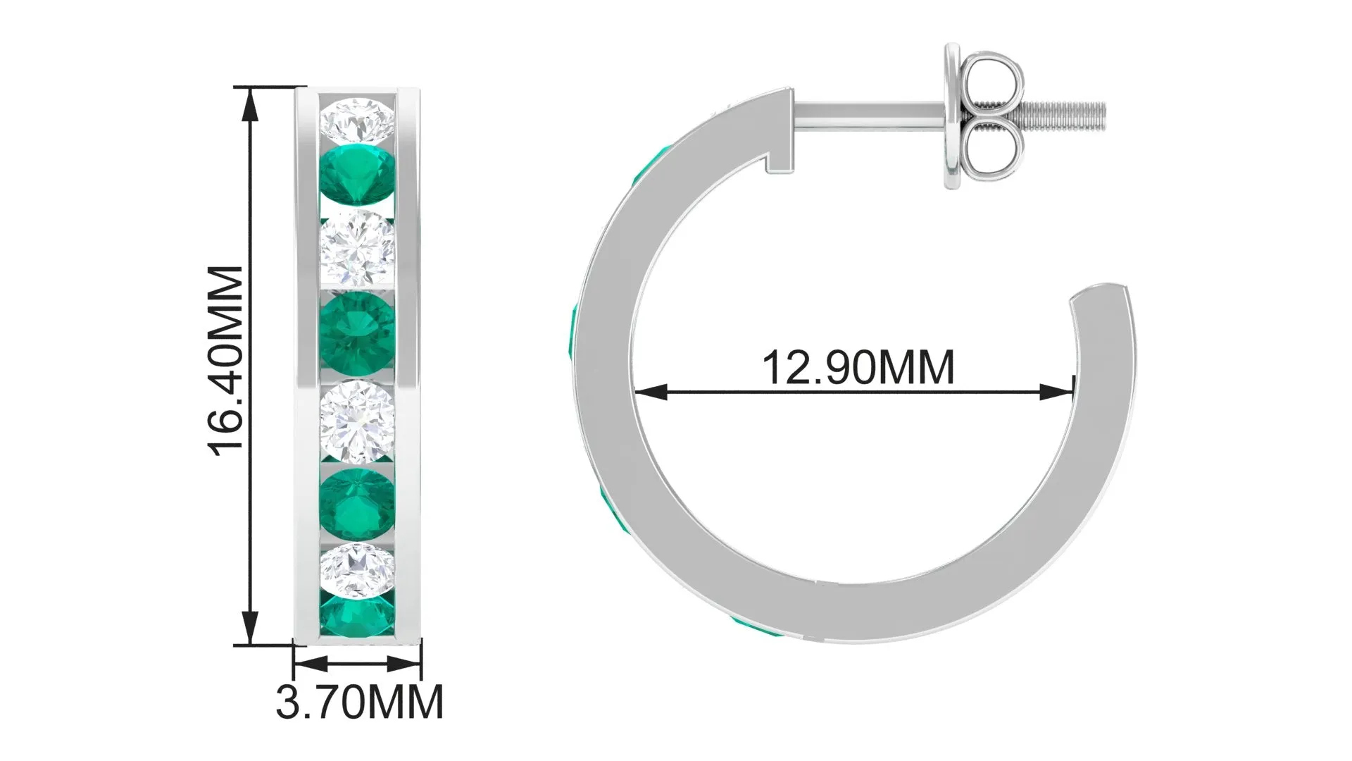 1.25 CT Minimal Emerald and Moissanite Hoop Earrings