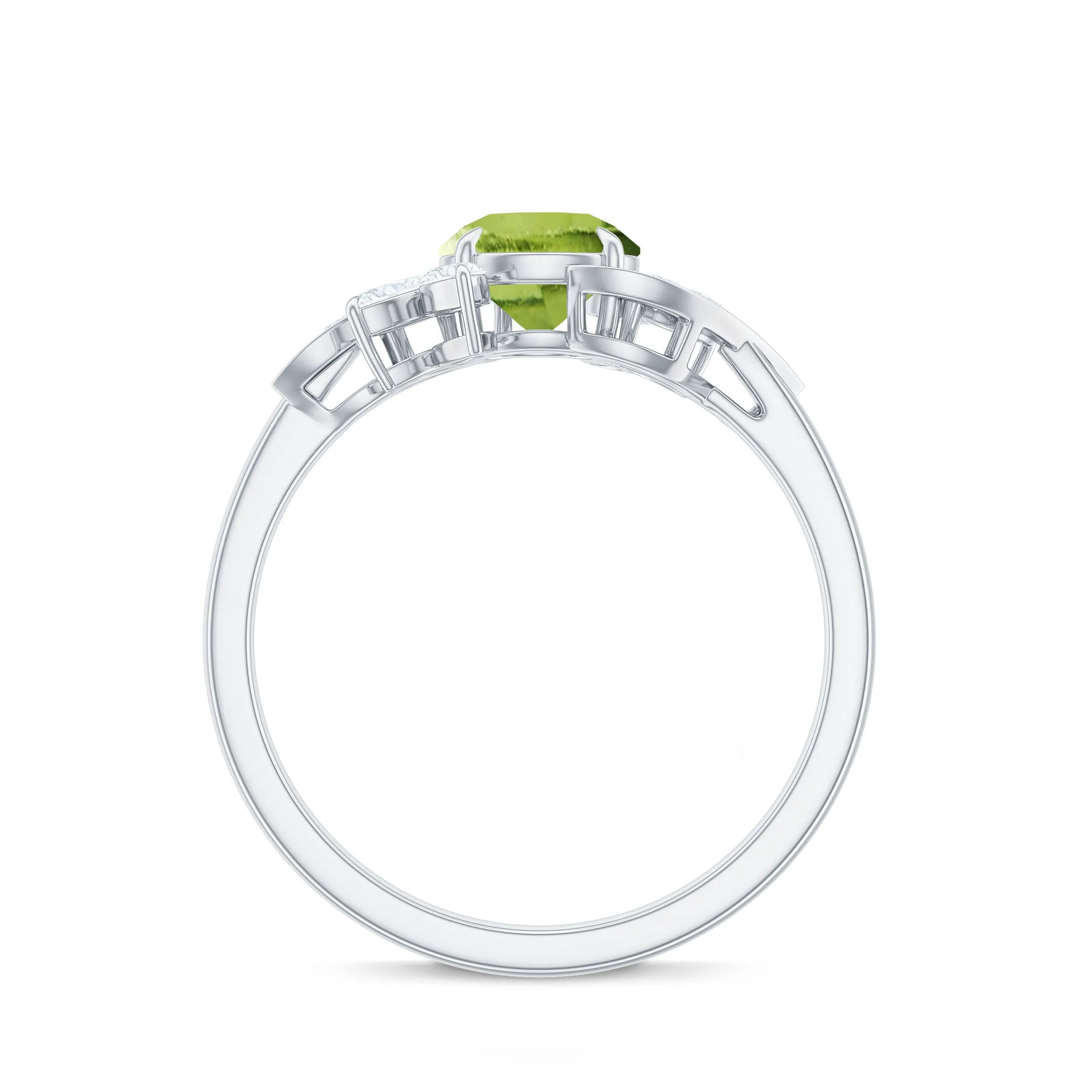 1.25 CT Peridot Flower Engagement Ring with Diamond
