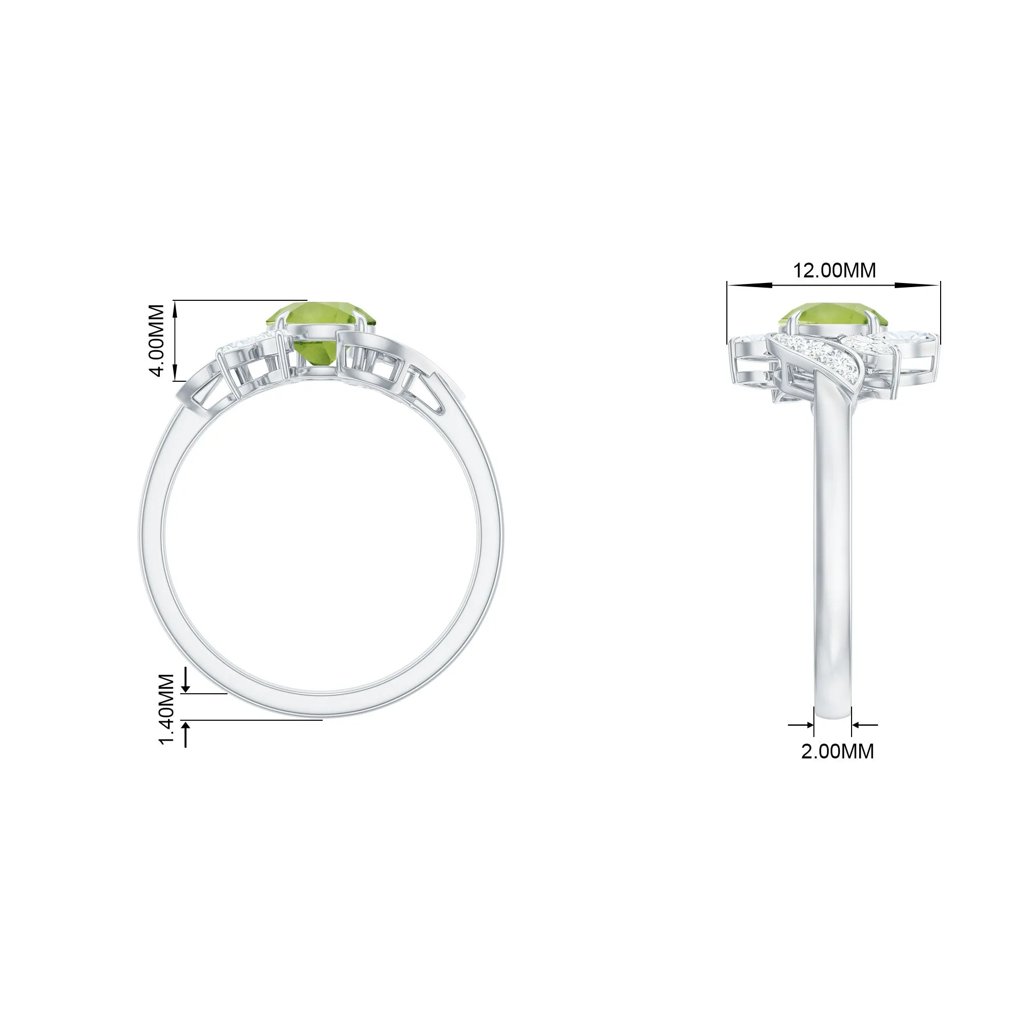 1.25 CT Peridot Flower Engagement Ring with Diamond