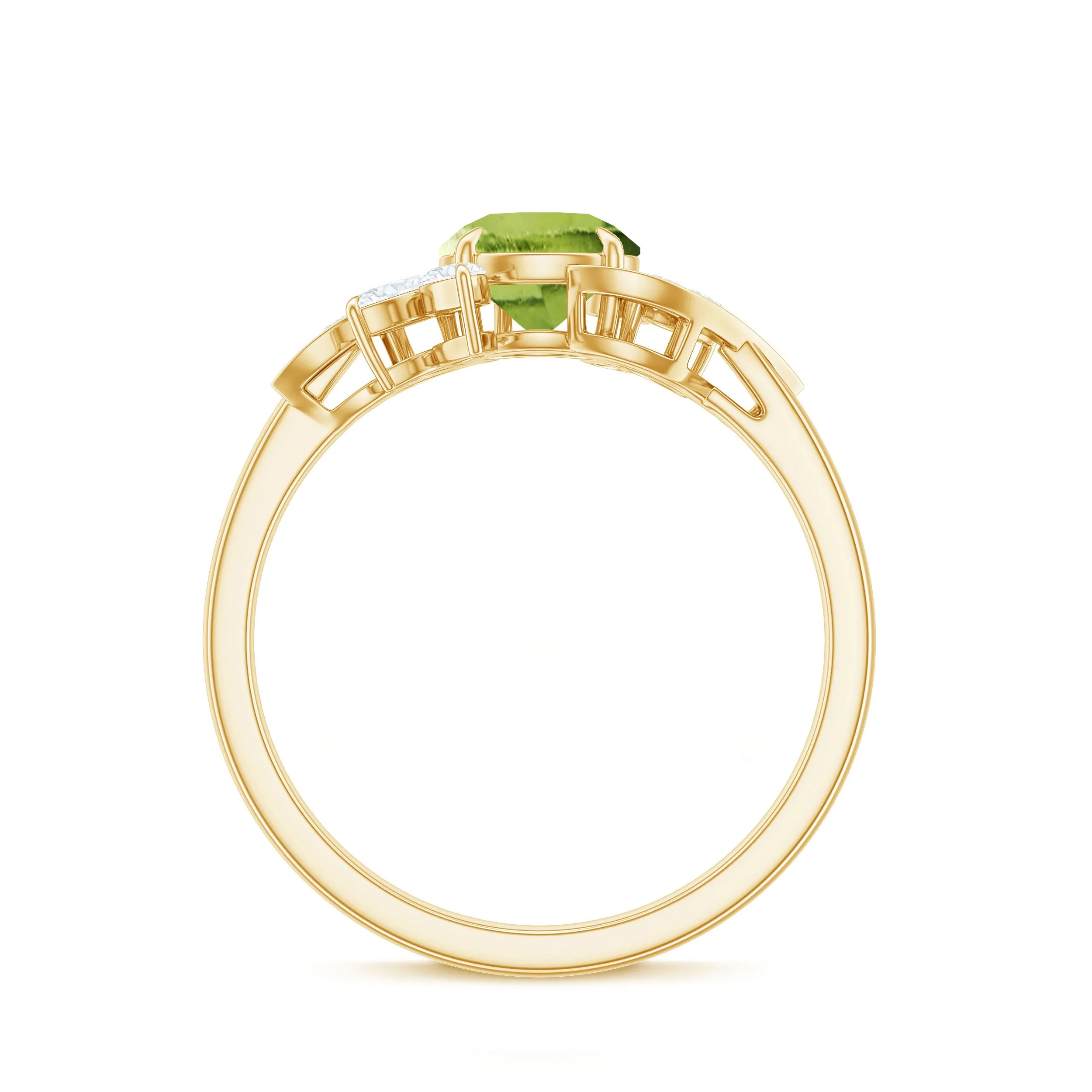 1.25 CT Peridot Flower Engagement Ring with Diamond
