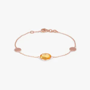 14K satin rose gold Kensington bracelet with citrine