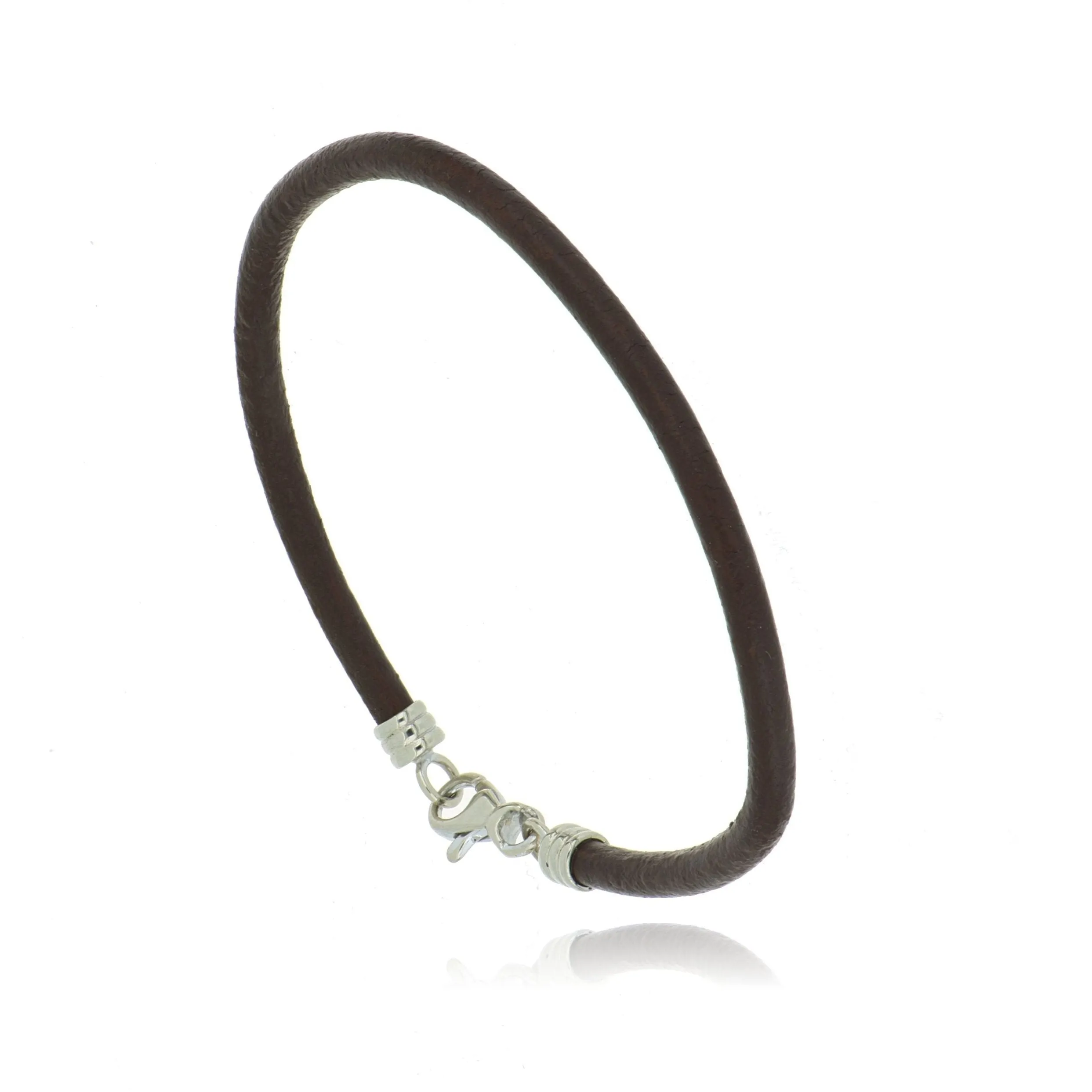 14k White Gold and Leather Bracelet