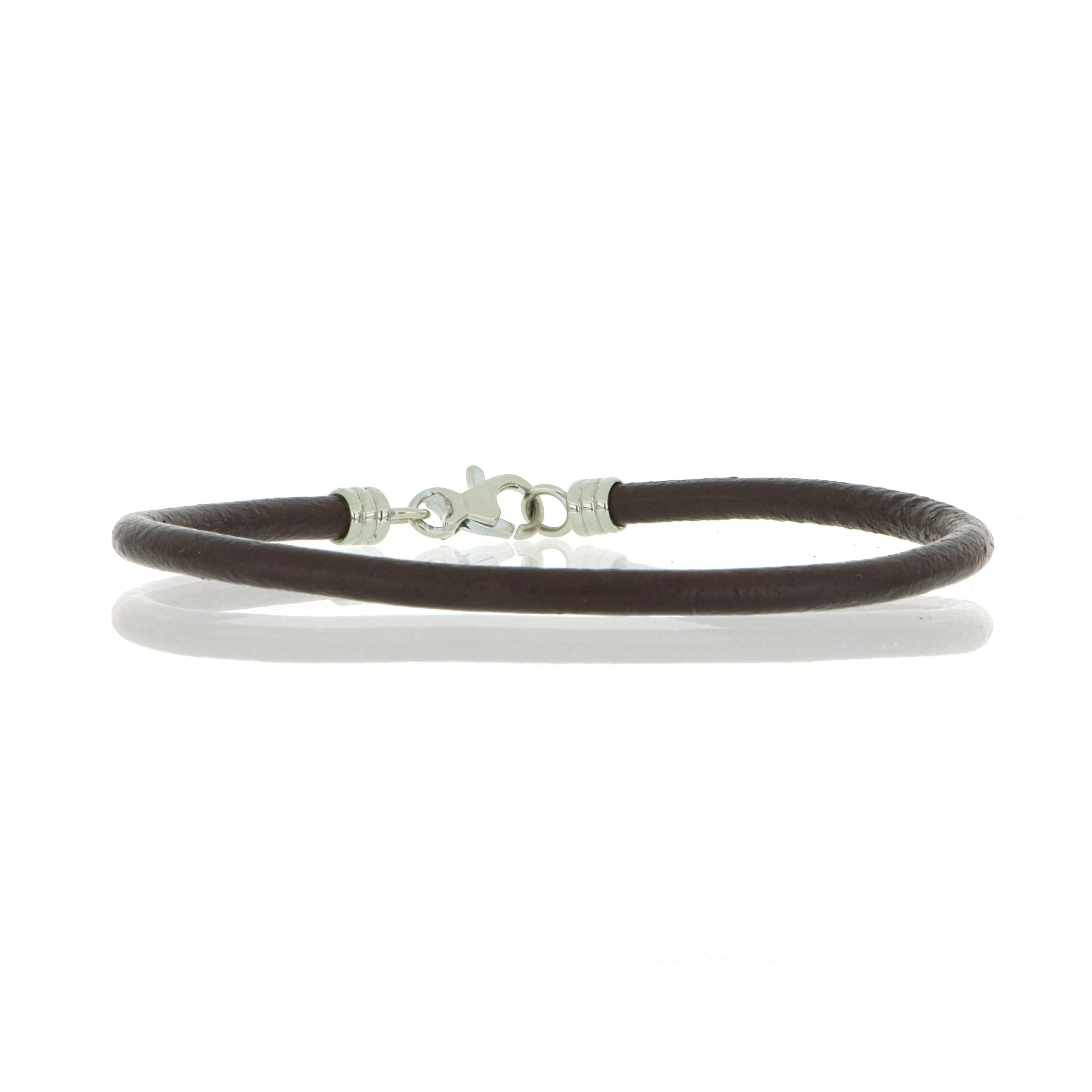 14k White Gold and Leather Bracelet