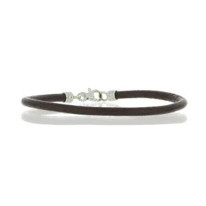 14k White Gold and Leather Bracelet