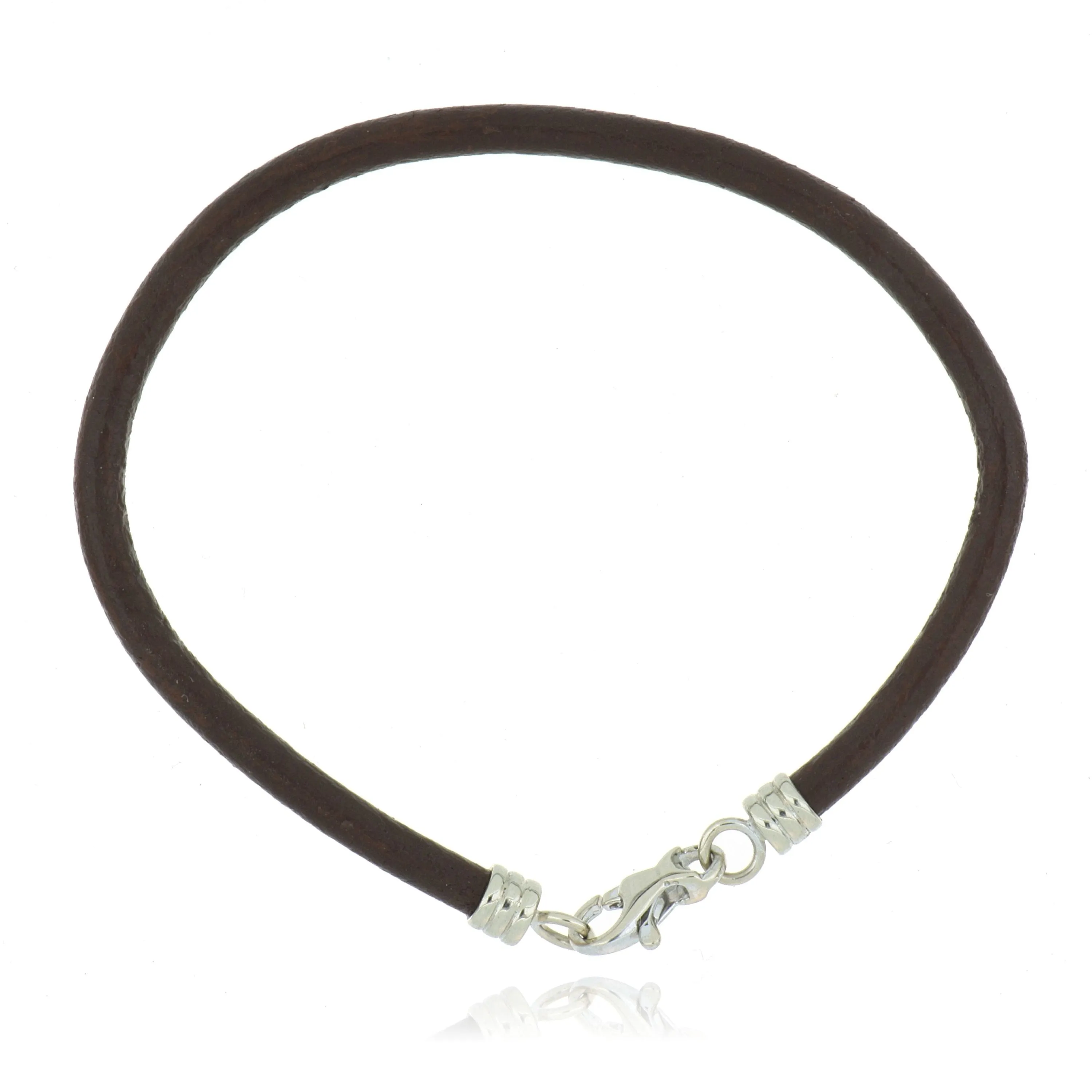 14k White Gold and Leather Bracelet