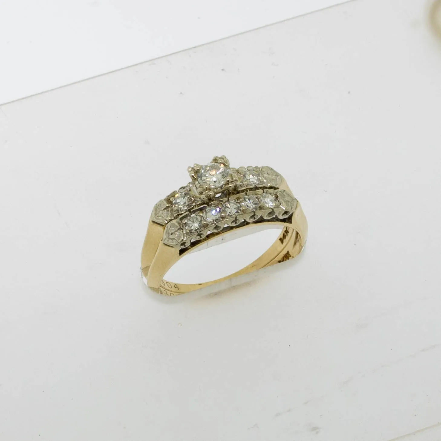 14K Yellow and White Gold Wedding Set .45CTTW Size 6.25 (Estate Jewelry)