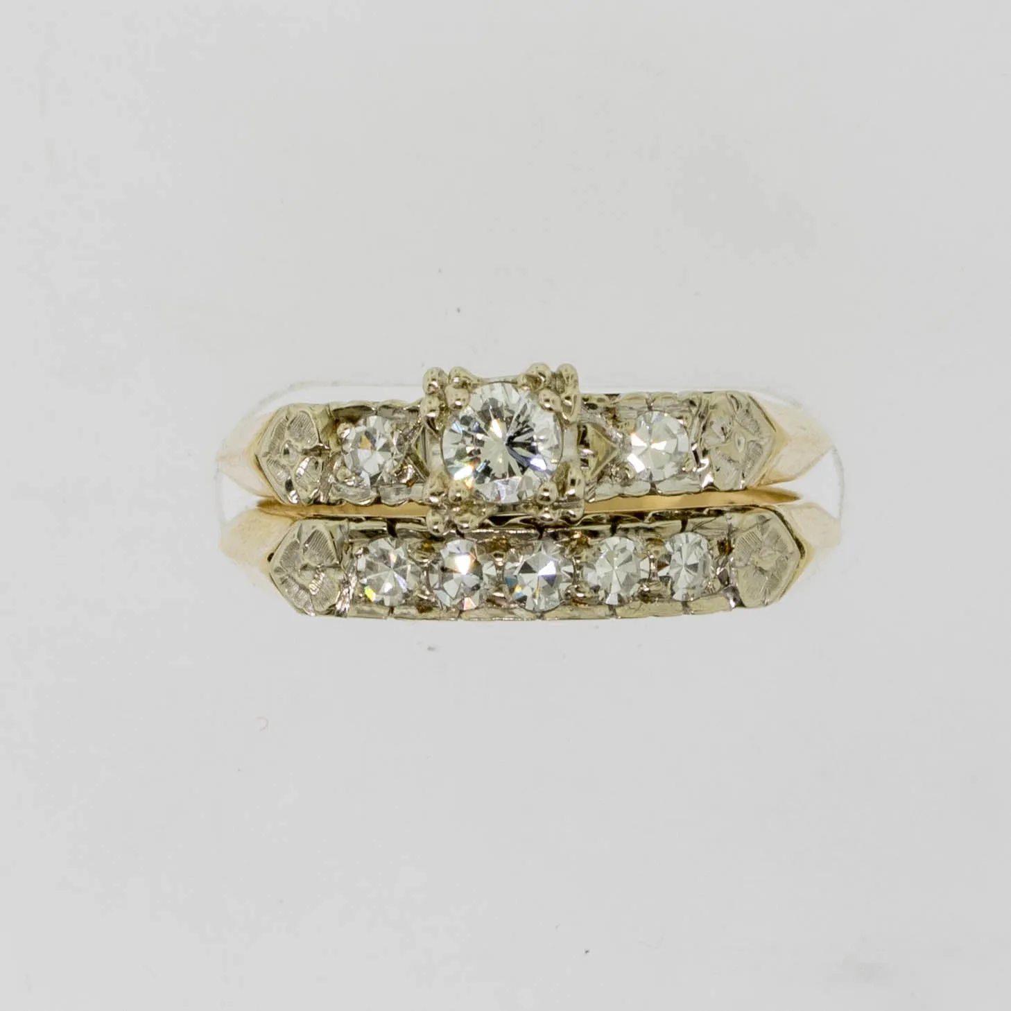 14K Yellow and White Gold Wedding Set .45CTTW Size 6.25 (Estate Jewelry)