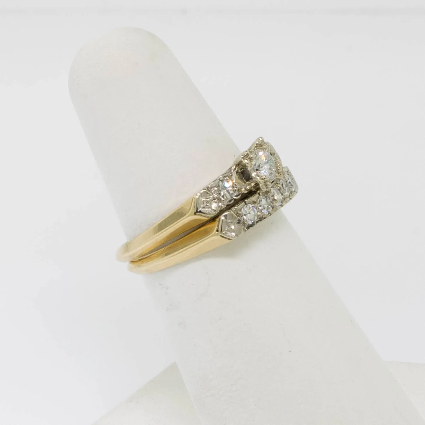 14K Yellow and White Gold Wedding Set .45CTTW Size 6.25 (Estate Jewelry)