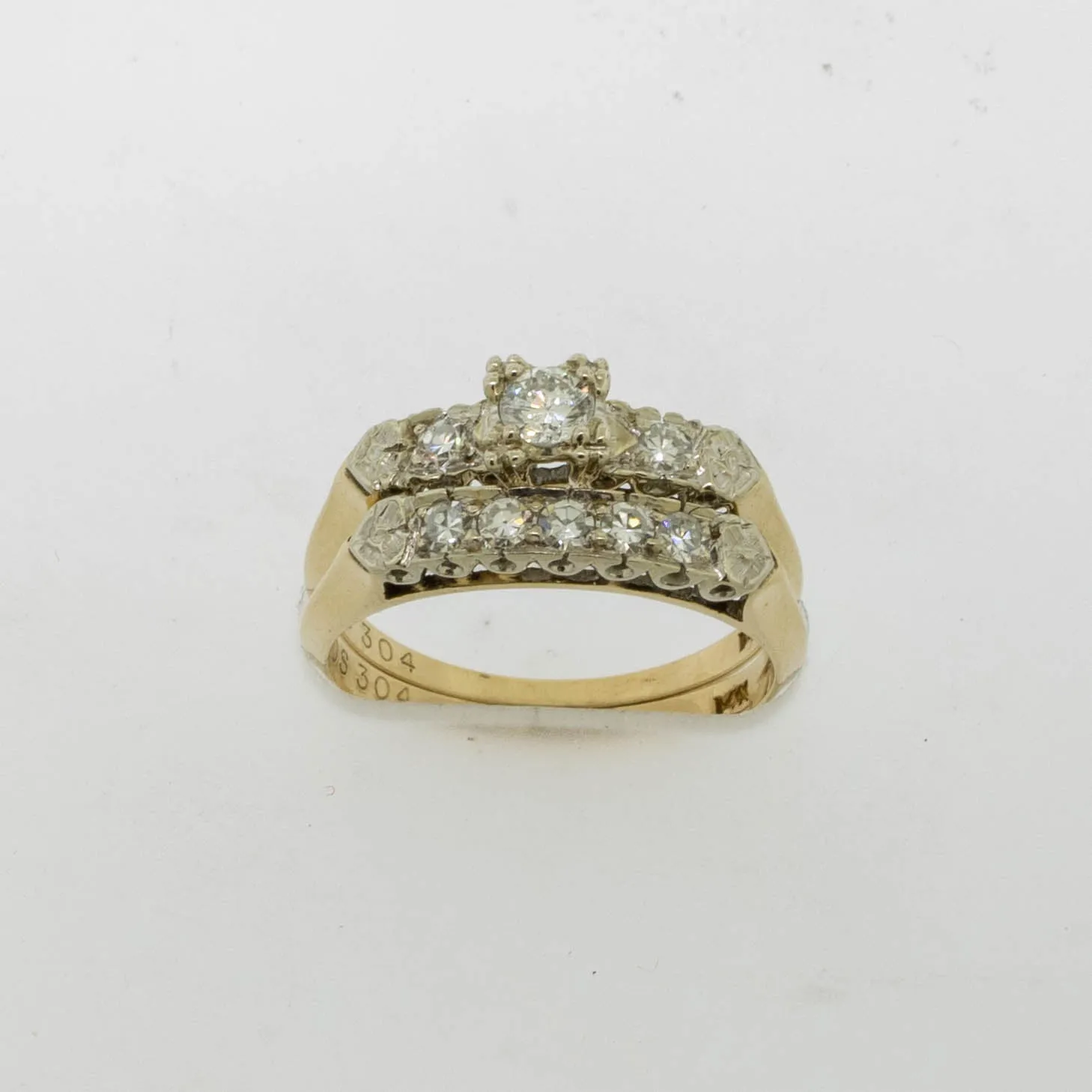 14K Yellow and White Gold Wedding Set .45CTTW Size 6.25 (Estate Jewelry)