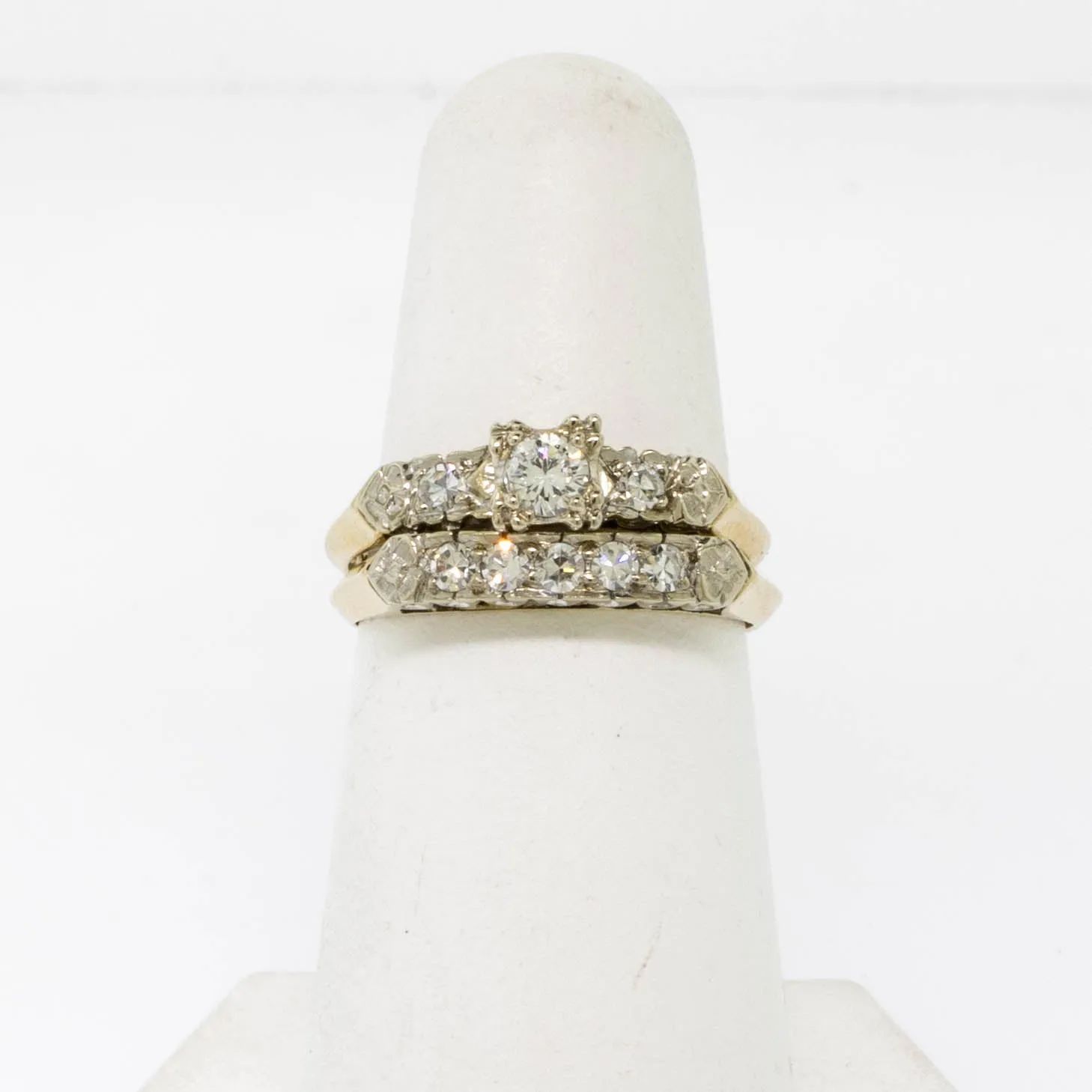 14K Yellow and White Gold Wedding Set .45CTTW Size 6.25 (Estate Jewelry)