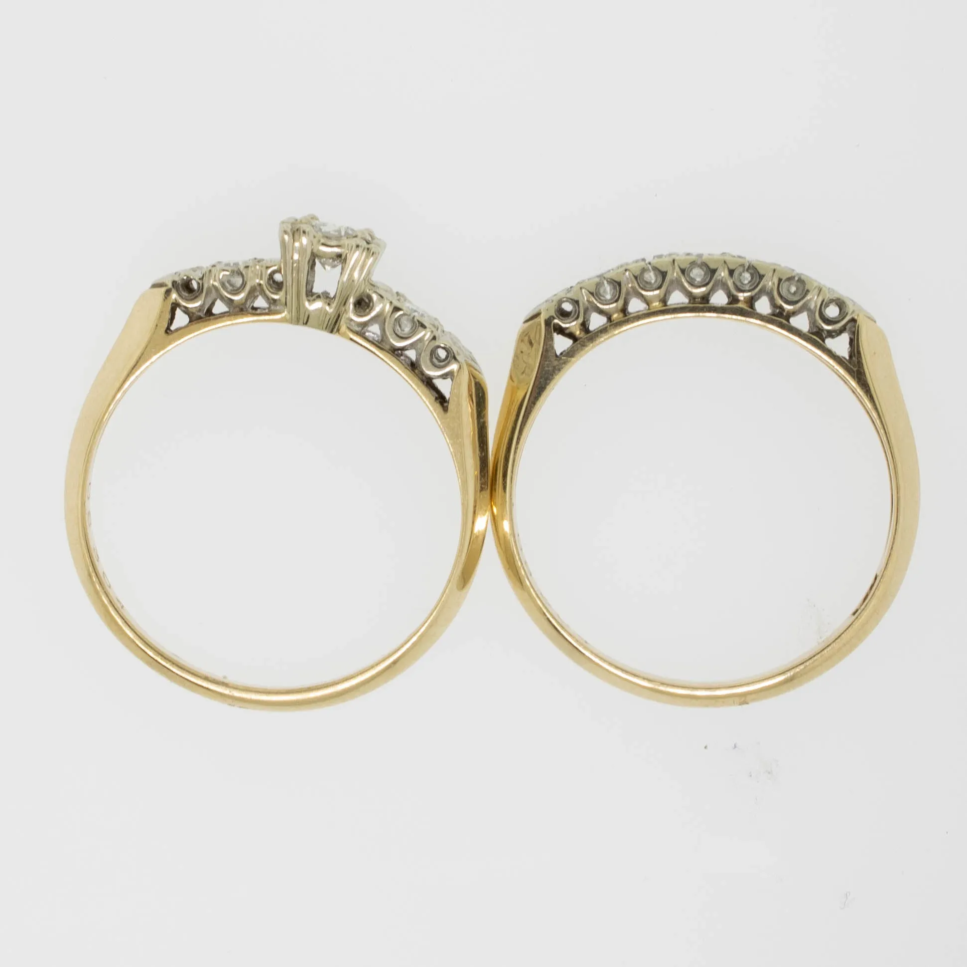 14K Yellow and White Gold Wedding Set .45CTTW Size 6.25 (Estate Jewelry)