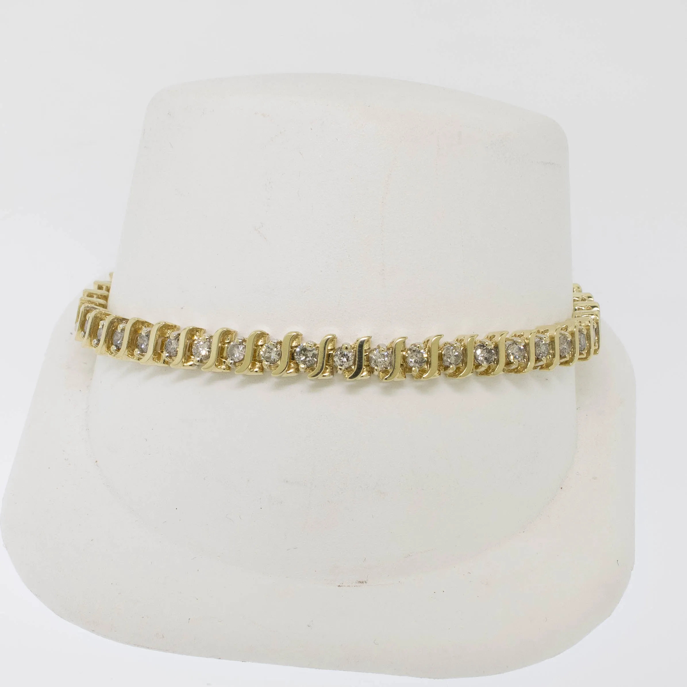 14K Yellow Gold 7.25" S-Style Diamond (2.50CTTW) Tennis Bracelet Preowned