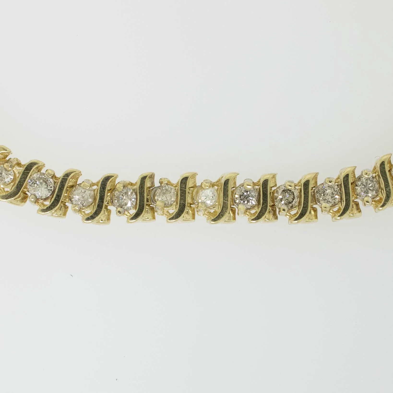 14K Yellow Gold 7.25" S-Style Diamond (2.50CTTW) Tennis Bracelet Preowned