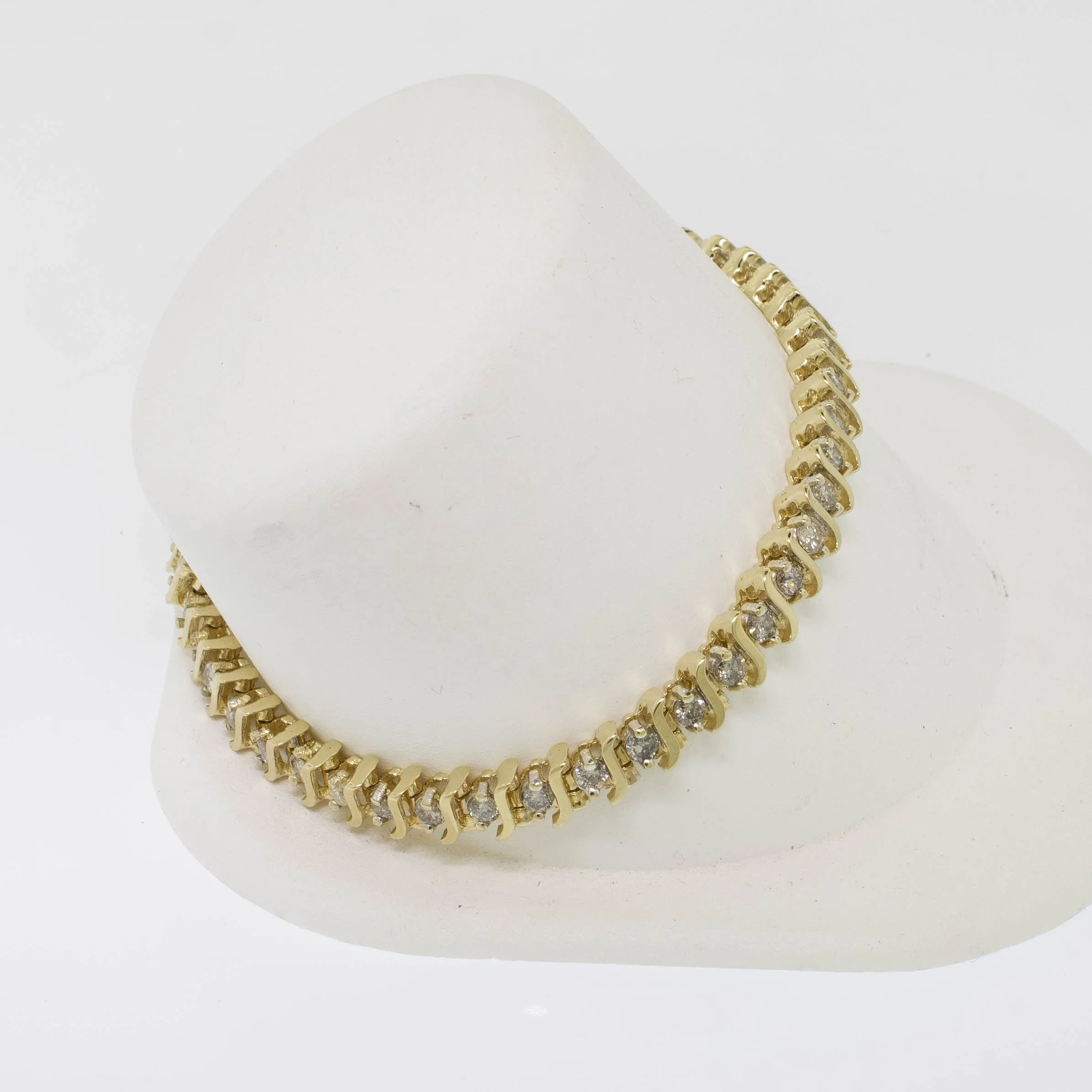 14K Yellow Gold 7.25" S-Style Diamond (2.50CTTW) Tennis Bracelet Preowned