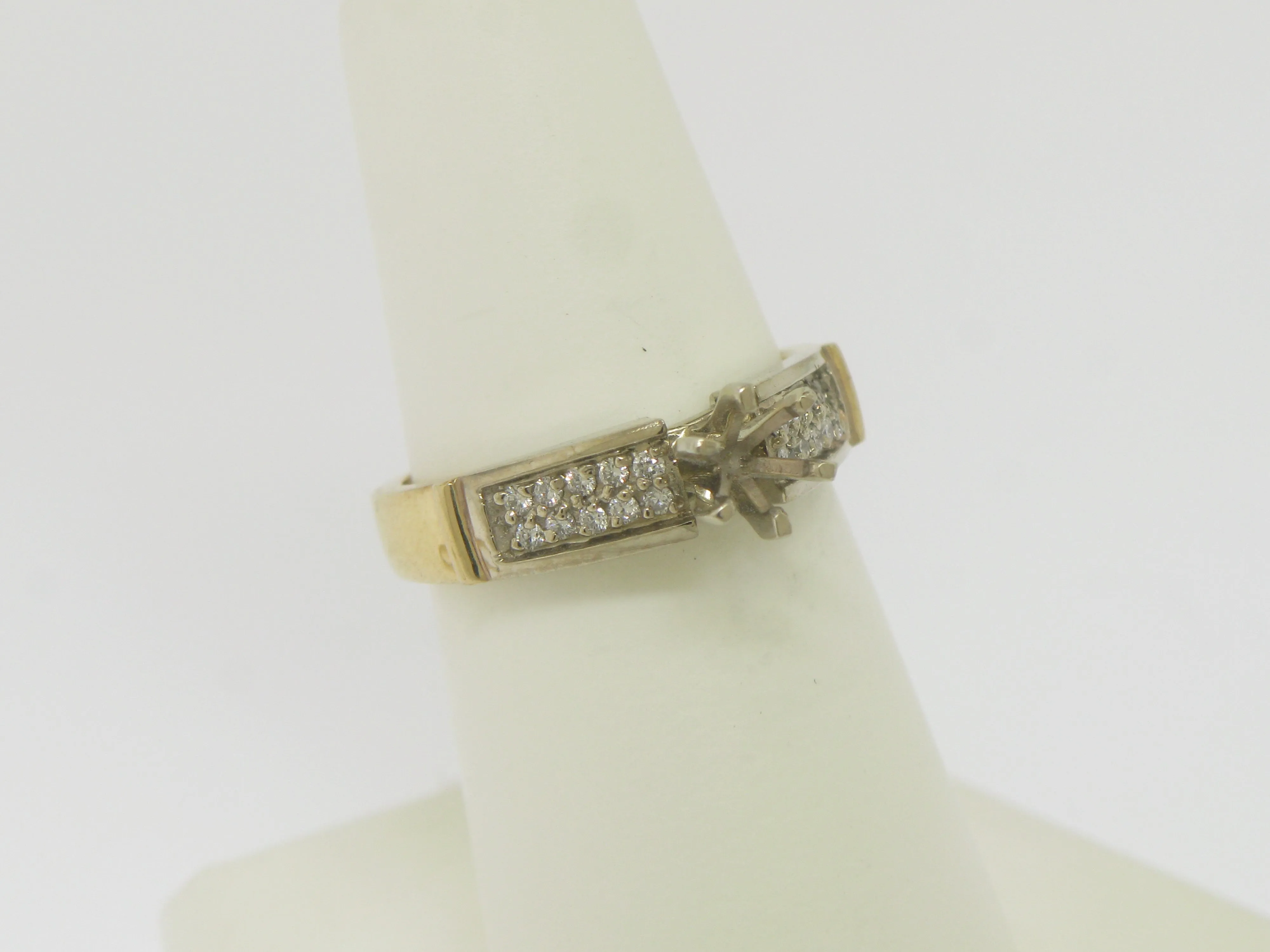 14k Yellow Gold Diamond Wedding Set Complimentary Mounting Size 6.75