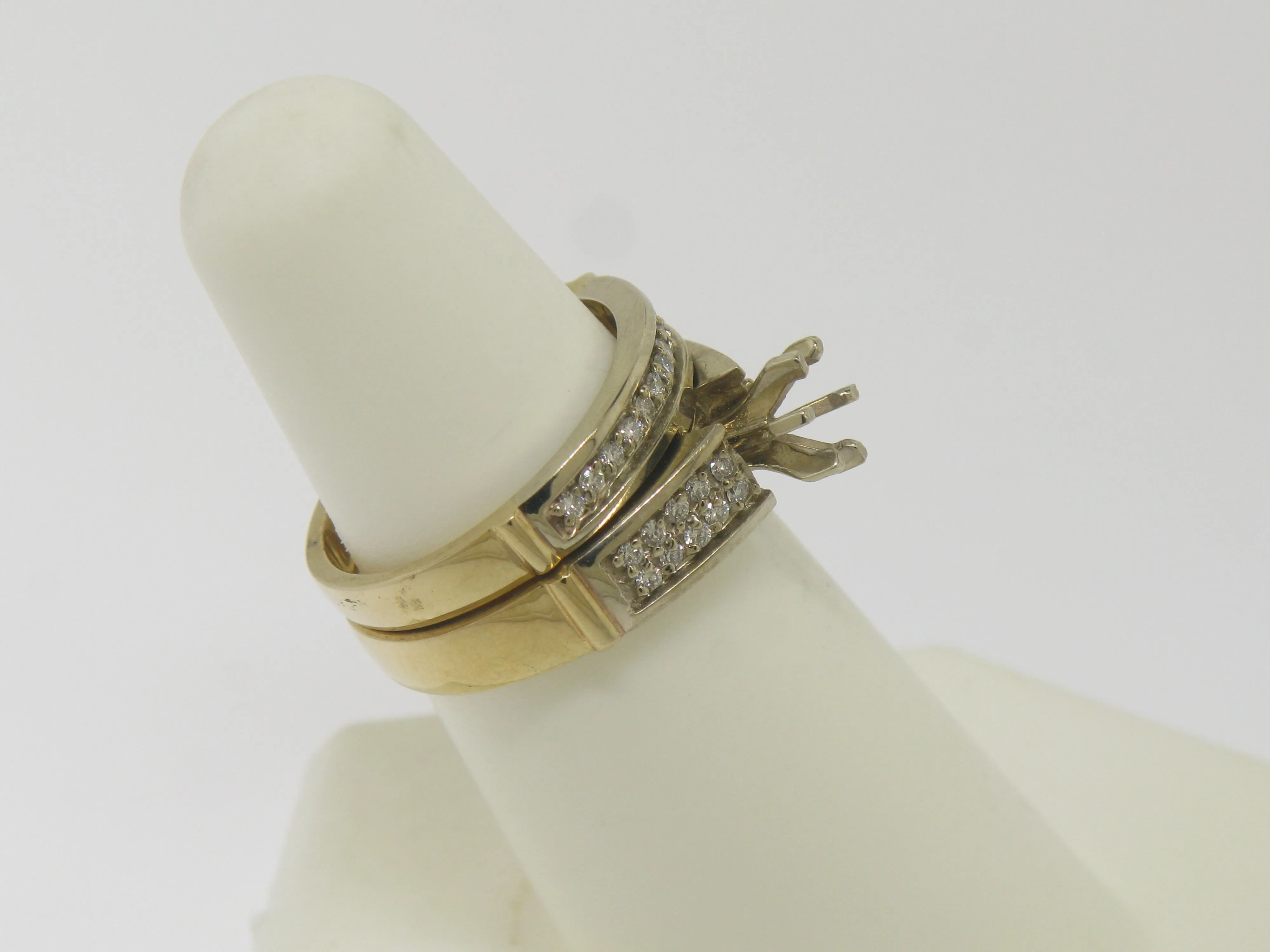 14k Yellow Gold Diamond Wedding Set Complimentary Mounting Size 6.75