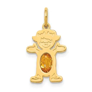 14k Yellow Gold Girl Oval Genuine Citrine