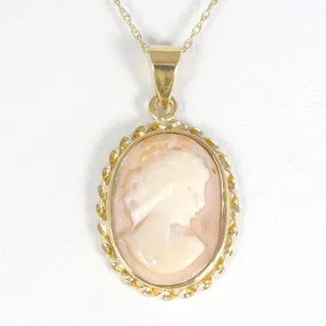 14K Yellow Gold Shell Cameo Necklace