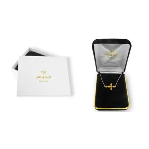 1.7 Carat 14K Solid White Gold Cross Bracelet Natural Citrine