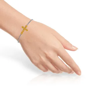 1.7 Carat 14K Solid White Gold Cross Bracelet Natural Citrine