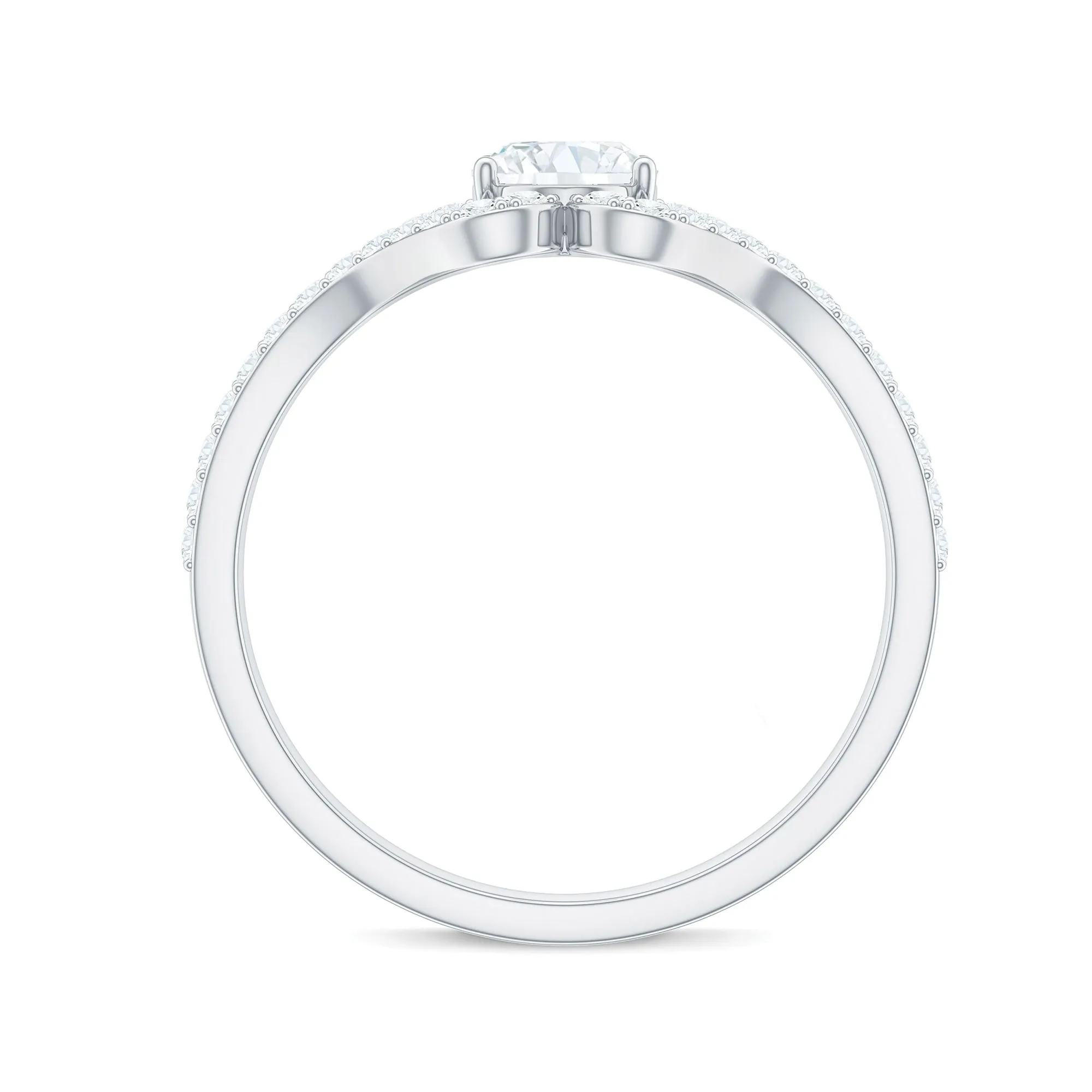 1.75 CT Oval Moissanite Split Shank Engagement Ring