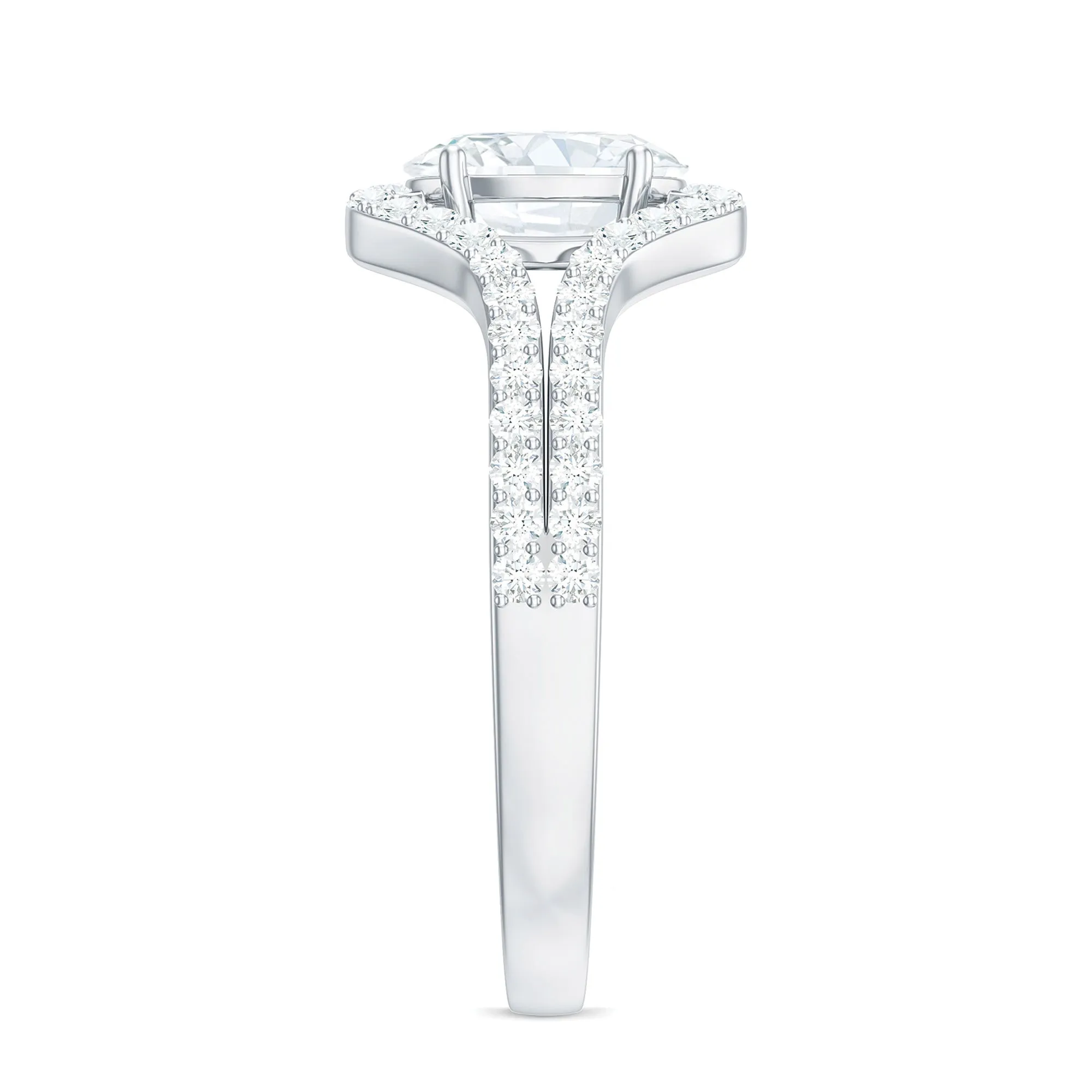 1.75 CT Oval Moissanite Split Shank Engagement Ring