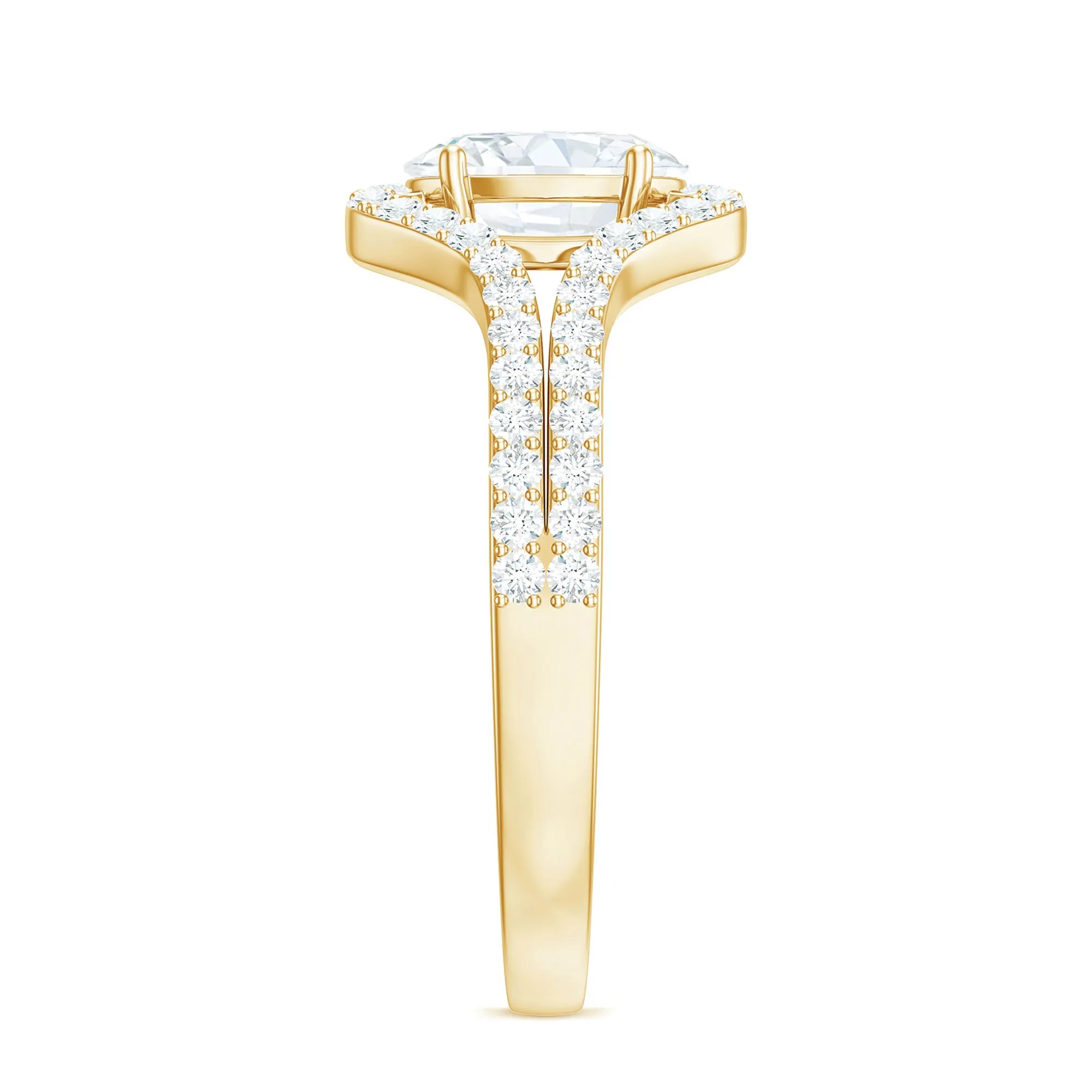 1.75 CT Oval Moissanite Split Shank Engagement Ring