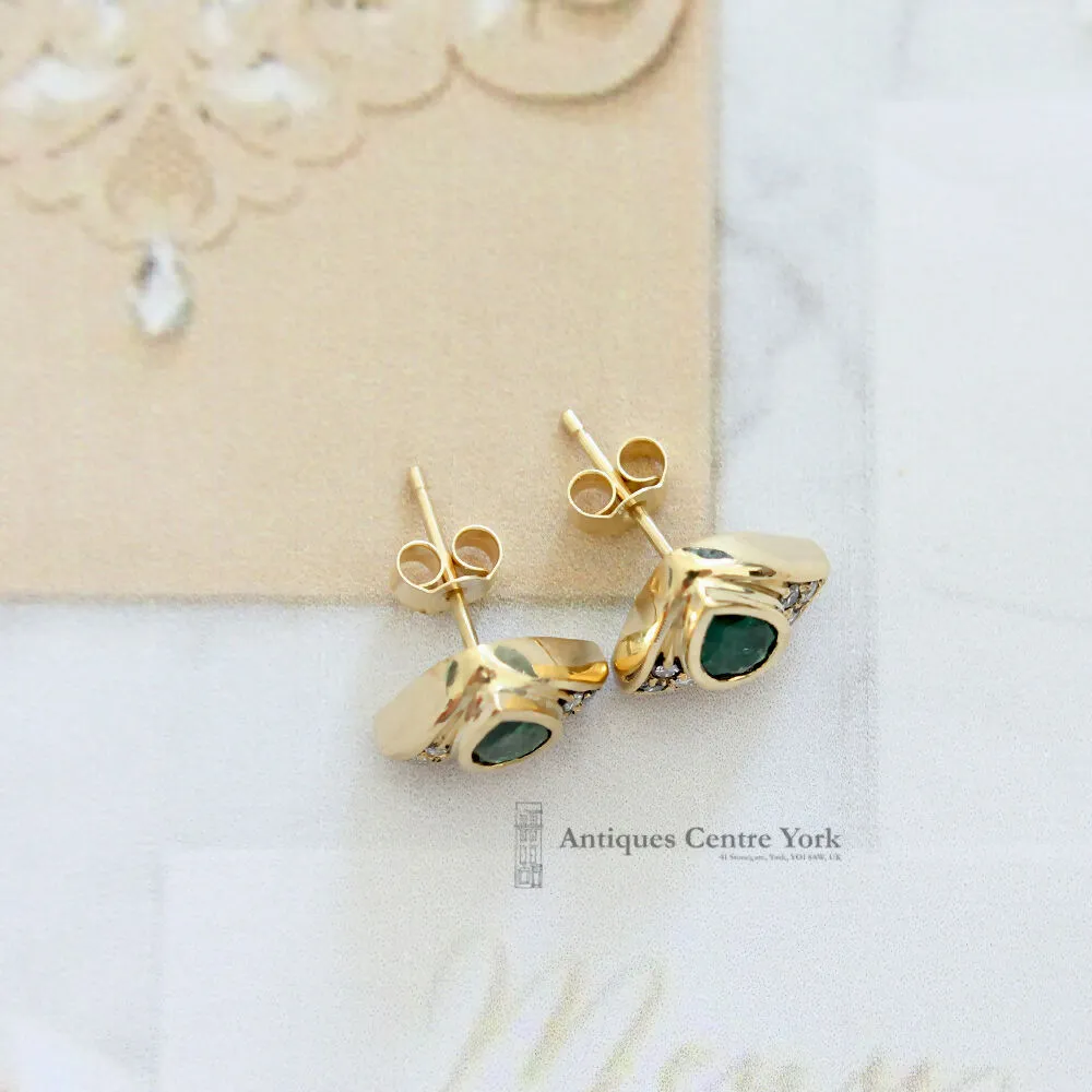 18ct Emerald & Diamond Earrings