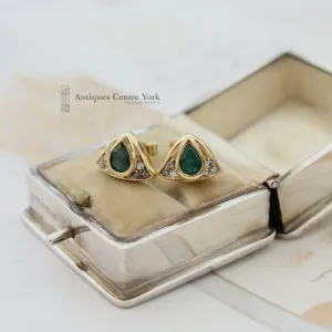 18ct Emerald & Diamond Earrings
