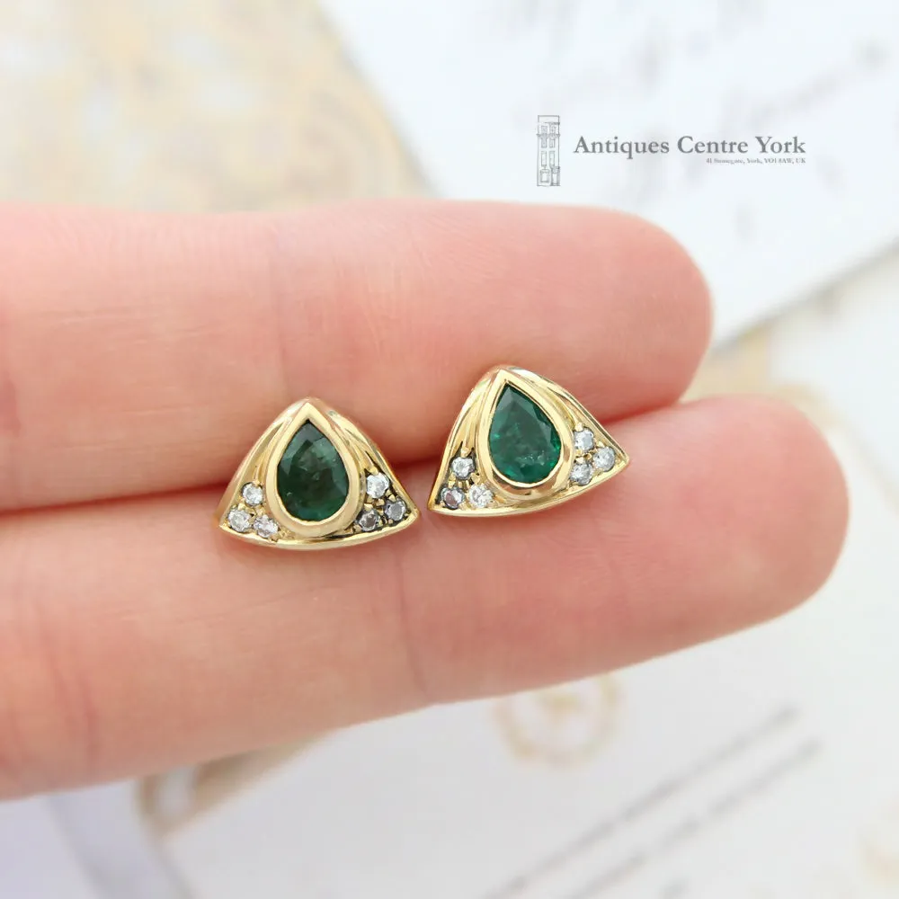 18ct Emerald & Diamond Earrings