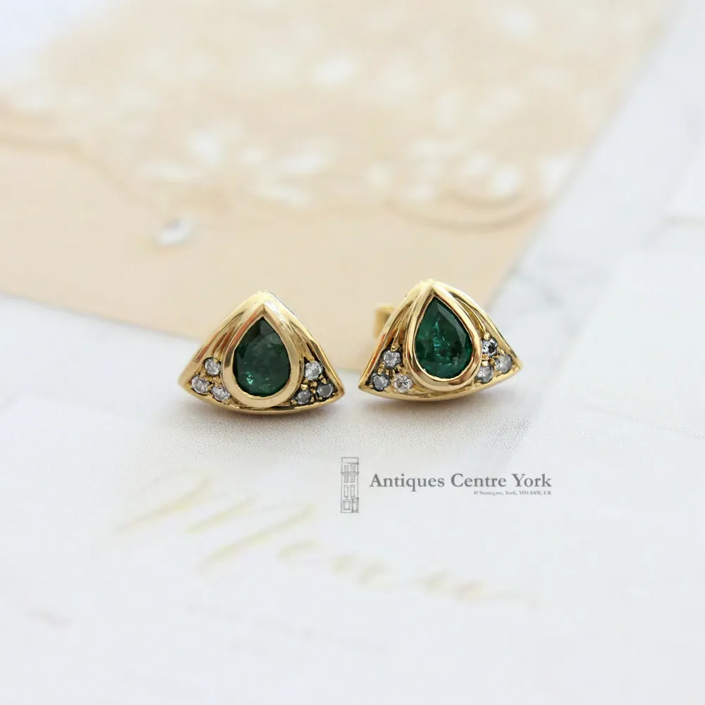 18ct Emerald & Diamond Earrings