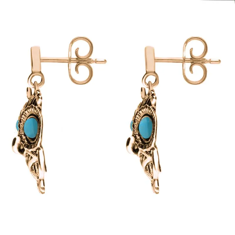 18ct Rose Gold Turquoise Owl Stud Earrings