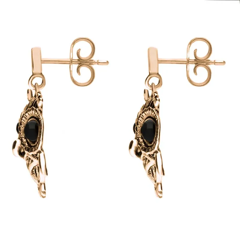 18ct Rose Gold Whitby Jet Owl Stud Earrings