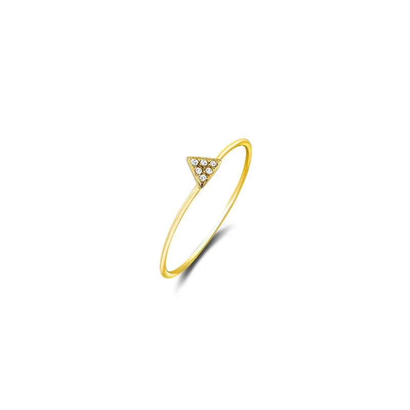 18k Gold Small Triangle Shape Pave Diamond Ring